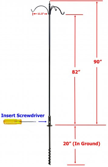 5 Piece High Value Bird Feeder Pole Set with 3 Arms